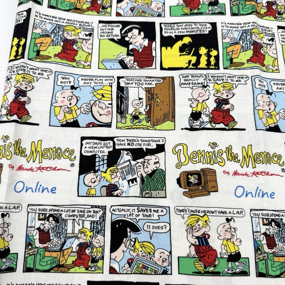 Dennis The Menace Online Fabric Hank Ketchum 2005 Comic Strip Cotton 3 YARDSx44”